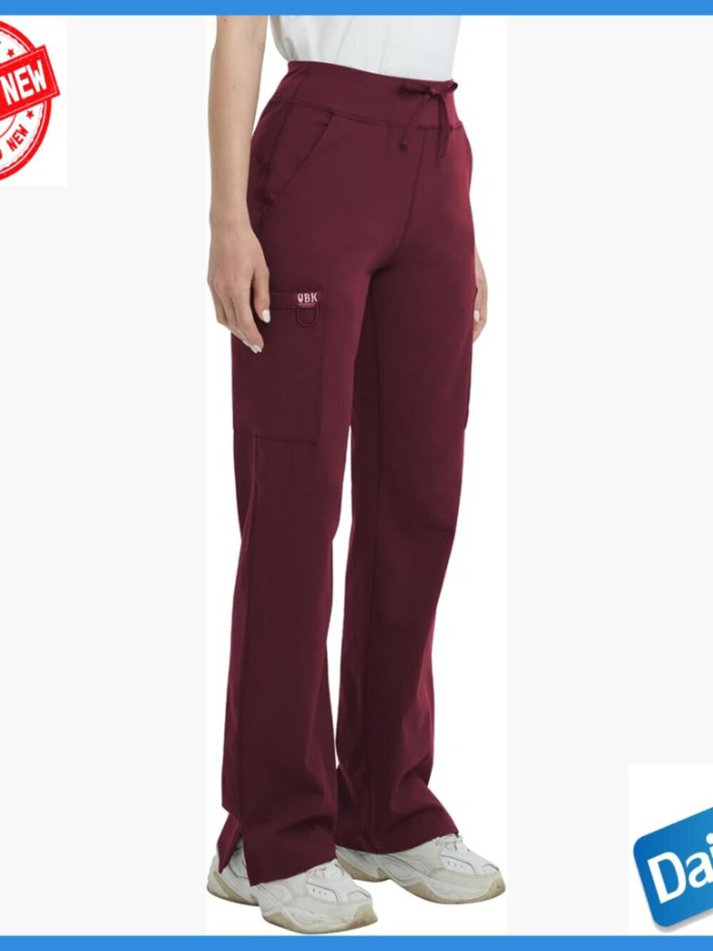 High Rise Yoga Scrub Pants with Cargo Pockets, Wrinkle Resistant